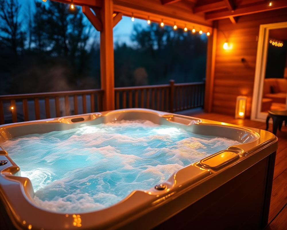Spa de hidromassagem ao entardecer